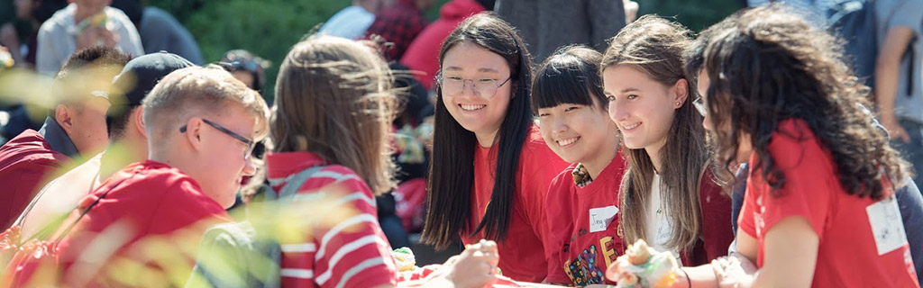 Students gathered together outside