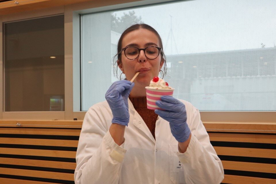Jacqueline Mansiere making liquid nitrogen ice cream