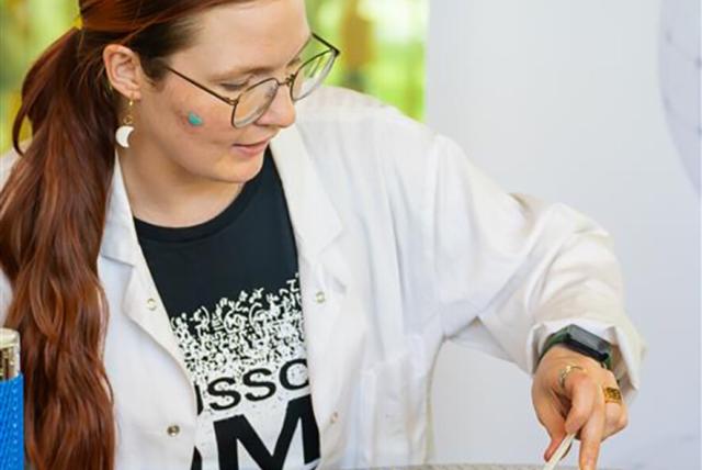 Ella Meyer, Geering Up, conducts science experiment