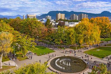 Aerial view of UBC Vancouver campus in the fall