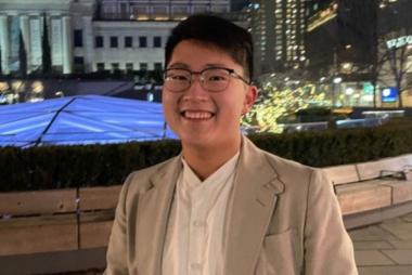 Russell Sumarno outside of UBC Robson Square in downtown Vancouver