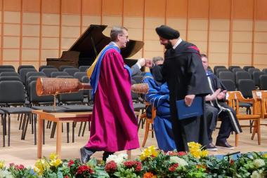 Abhijeet on stage with Dean James Olson