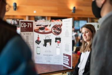 Student explaining project