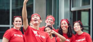 Students and staff taking a selfie on UBC Imagine Day