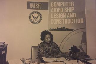 Raye Montague working on a computer program that revolutionized US Naval ship design