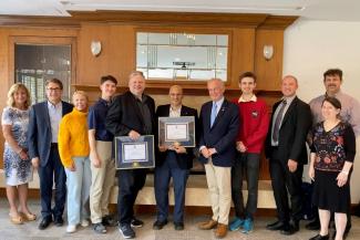 A group photo celebrating the recipients of the 2022 McEwen FamilyTeacher Award.