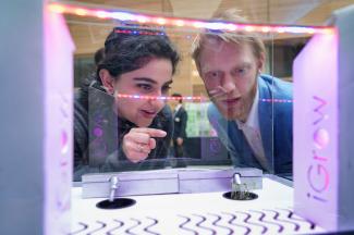 A UBC integrated engineering student describing her capstone project named iGrow.