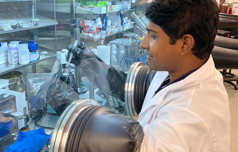 Doctoral student Musanna Galib Conducting hands-on work 