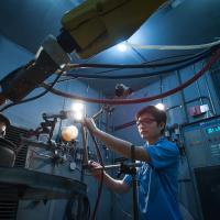 UBC materials engineering student at a co-op placement at Vector Aerospace